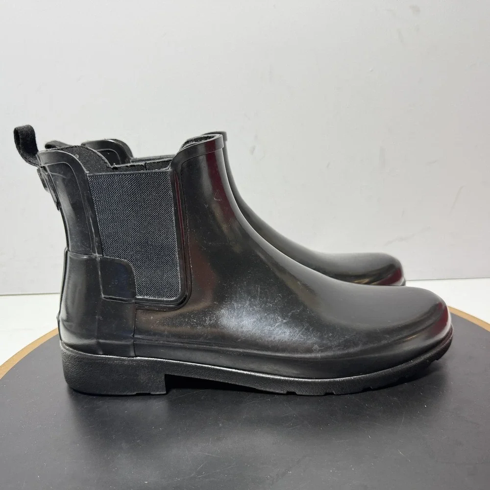 Hunter Boots Womens Size 9 Black Ankle Chelsea Rain Waterproof Rubber Booties